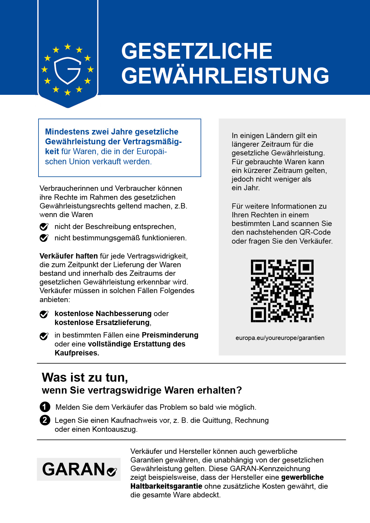 gesetzlichen Gewährleistung